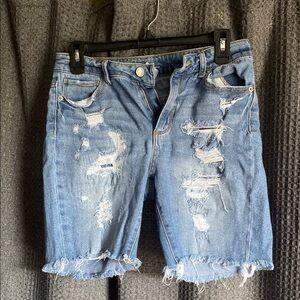 Distressed Blue Denim Shorts